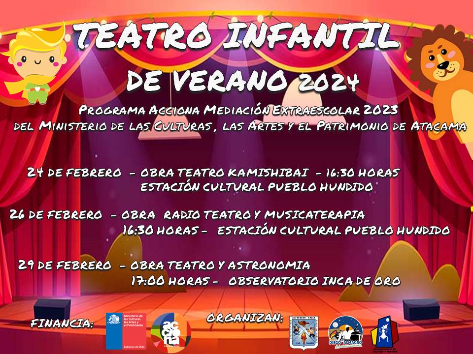 CONTINUAN LAS ACTIVIDADES AHORA TEATRO INFANTIL DE VERANO EN DIEGO DE ALMAGRO